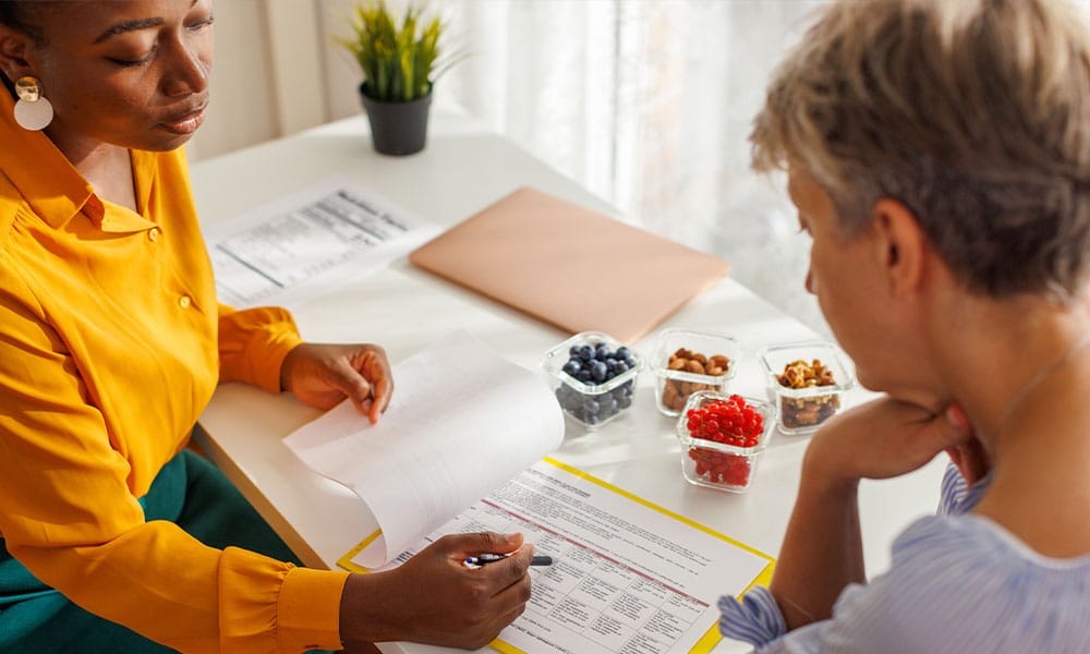 woman receiving nutrition counseling in New Jersey