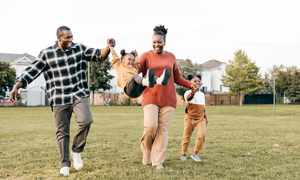healthy family at the park together in New Jersey