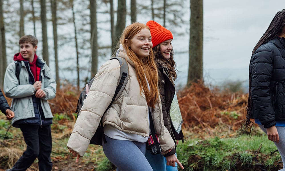 group of teenagers on a hike in New Jersey